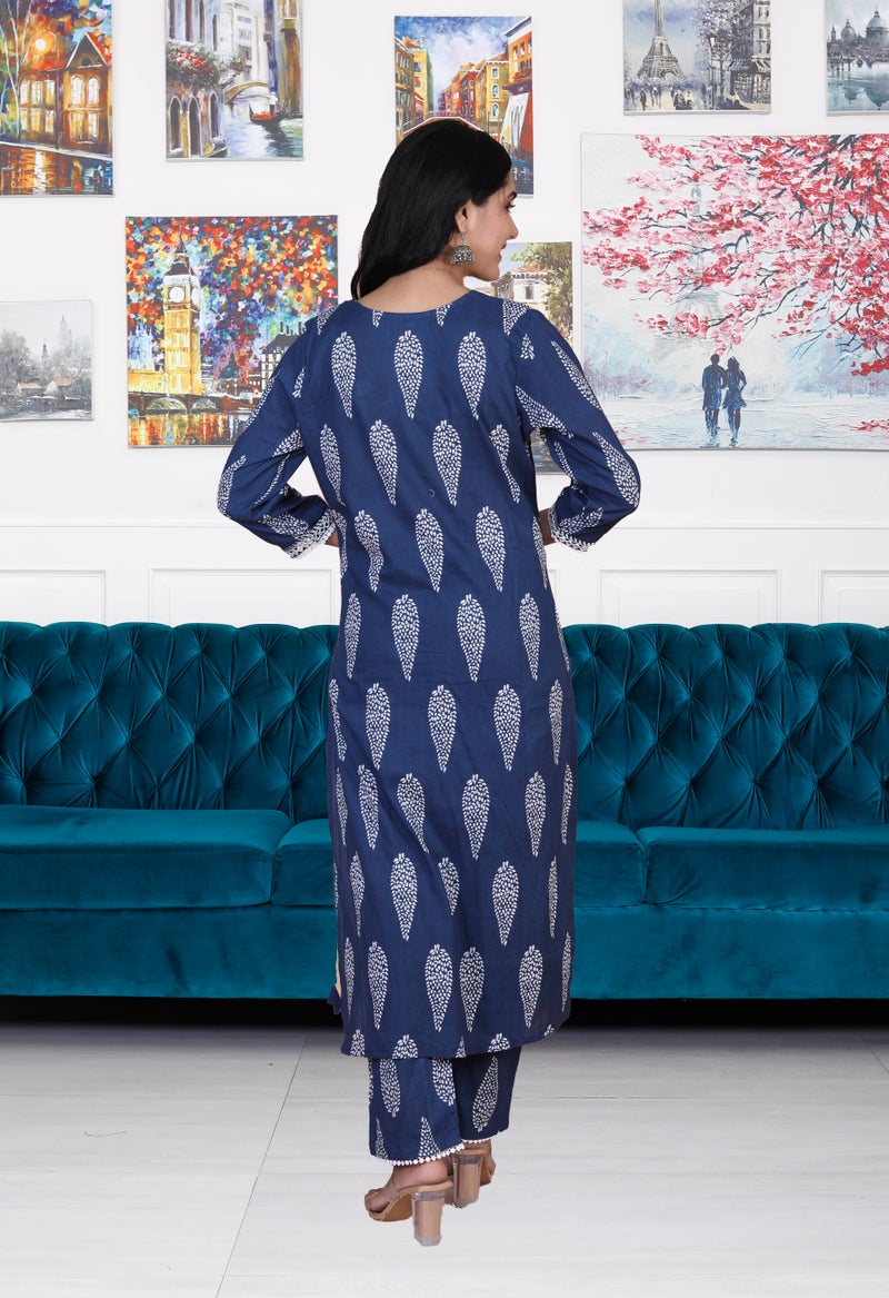 Shifory Embroidered Blue Kurta Pant Set for Women - Image 3